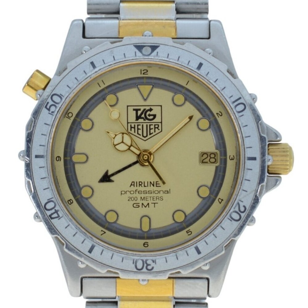 Vintage Tag Heuer 35mm Professional 200M Airline GMT Two Tone Watch Ref: 895.513